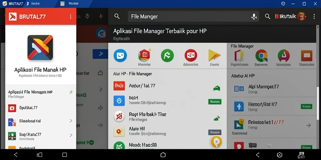 Tampilan antarmuka utama aplikasi File Manager BRUTAL77 yang ramah pengguna.