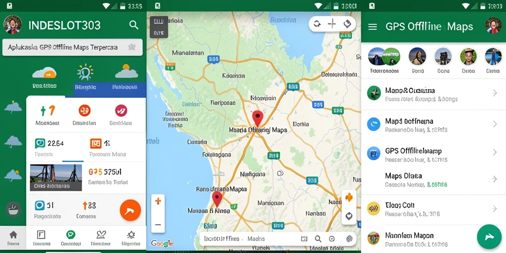 Tampilan antarmuka aplikasi GPS Offline Maps INDESLOT303 yang intuitif.