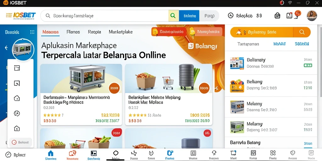 Tampilan antarmuka utama aplikasi IOSBET dengan fitur Marketplace.