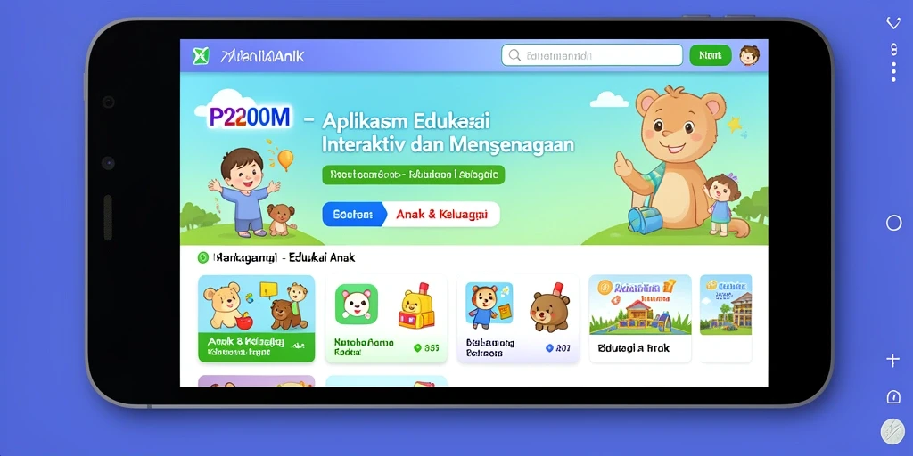 Antarmuka aplikasi P200M yang interaktif dan menarik untuk anak-anak.
