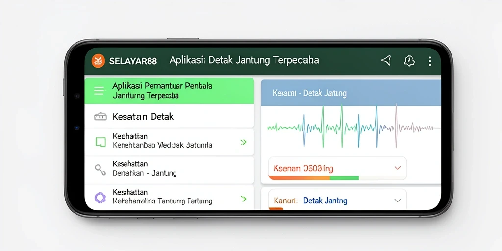 Antarmuka utama SELAYAR88 dengan fitur pemantauan detak jantung.