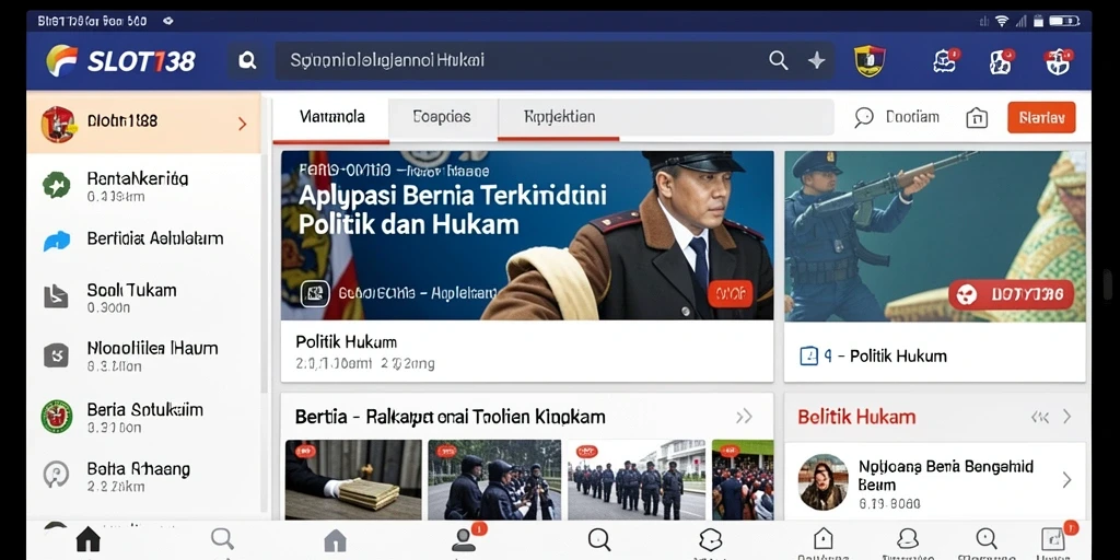 Tampilan antarmuka aplikasi SLOT138 untuk berita Politik dan Hukum.