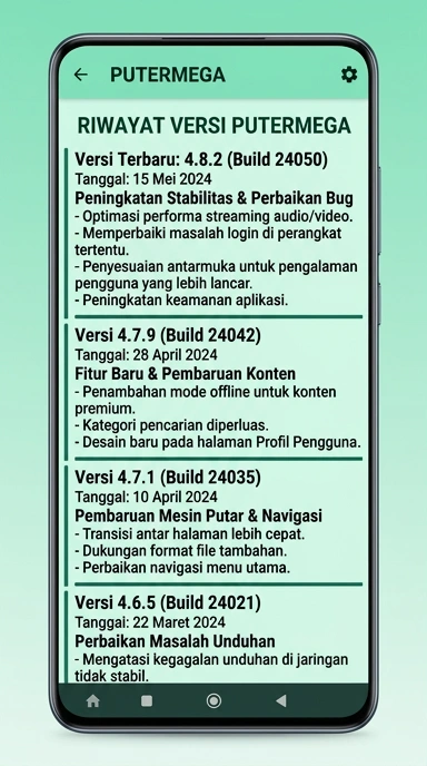 Riwayat Versi Aplikasi putermega untuk Android